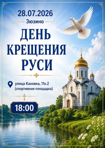 Управа района Зюзино приглашает жителей на праздник в честь Дня Крещения Руси